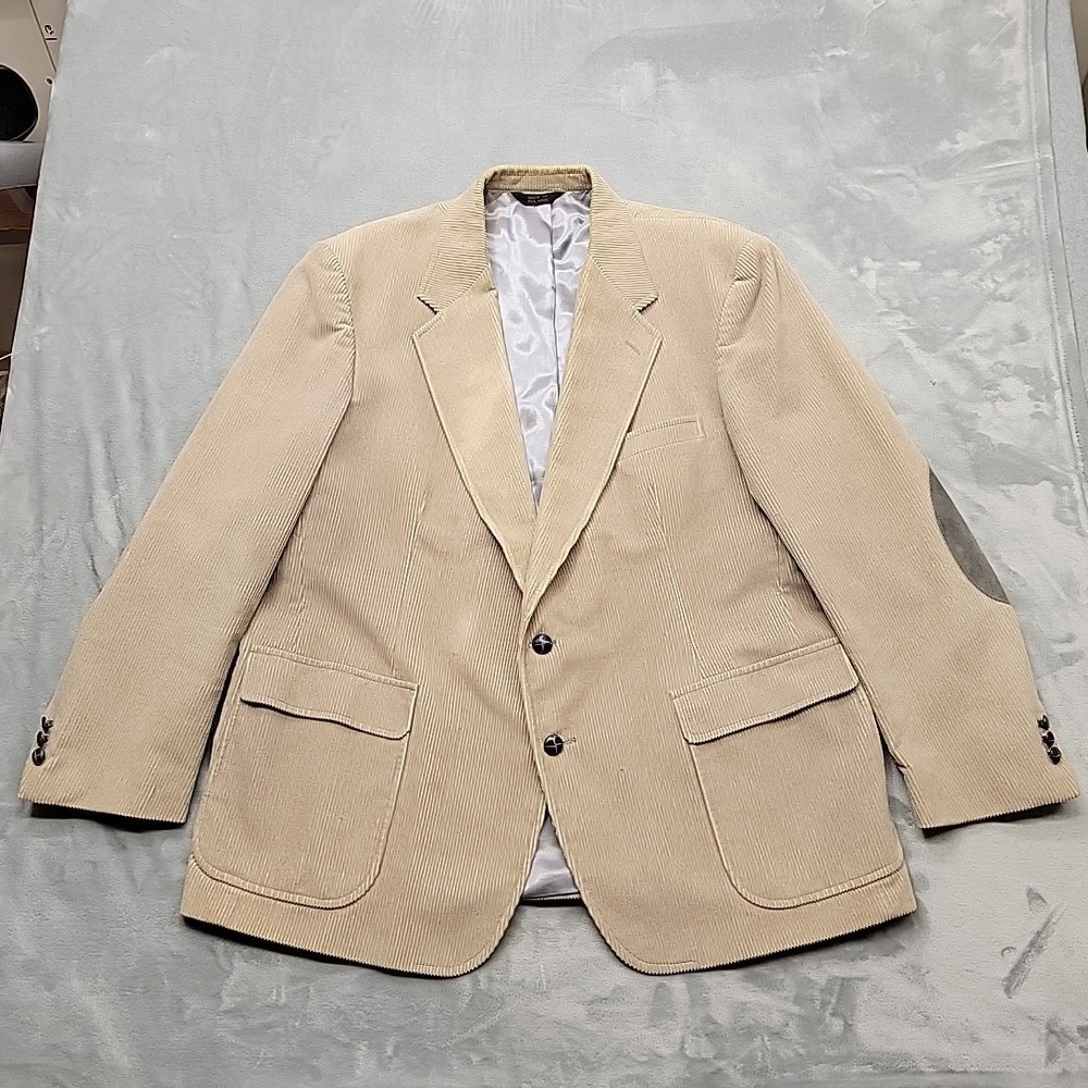 VTG Jacket Mens 48R Tan Corduroy Blazer Sport Coat Elbow Patch Poland